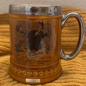 Vintage Lord Nelson Pottery England Beer Mug with Silver Rim
